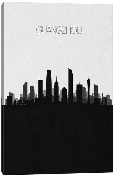 Guangzhou, China City Skyline Canvas Art Print - Black & White Skylines