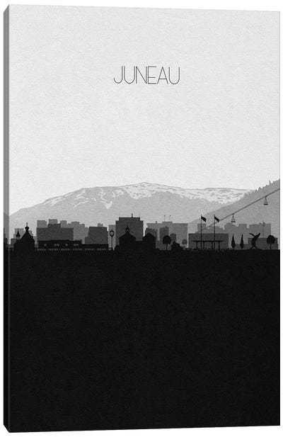 Juneau, Alaska City Skyline Canvas Art Print - Black & White Skylines