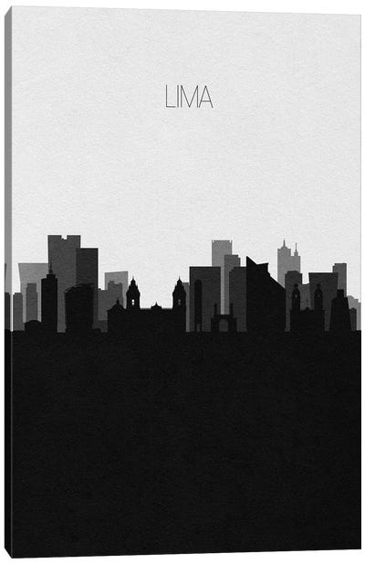 Lima, Peru City Skyline Canvas Art Print - Black & White Skylines