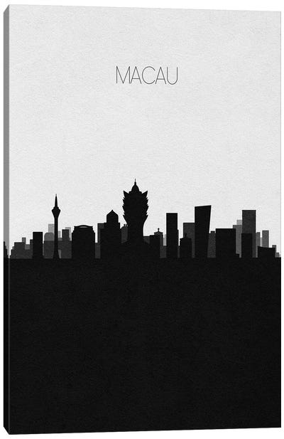 Macau, China City Skyline Canvas Art Print - Black & White Skylines
