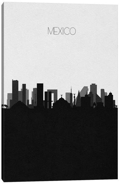 Mexico City Skyline Canvas Art Print - Black & White Skylines