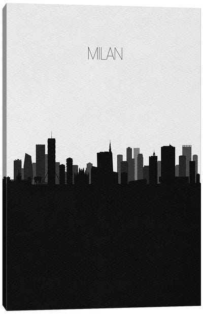Milan, Italy City Skyline Canvas Art Print - Black & White Skylines