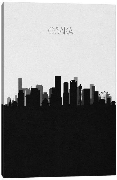 Osaka, Japan City Skyline Canvas Art Print - Black & White Skylines