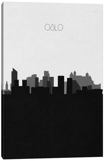 Oslo, Norway City Skyline Canvas Art Print - Black & White Skylines