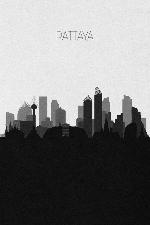 Pattaya, Thailand City Skyline by Ayse Deniz Akerman wall art