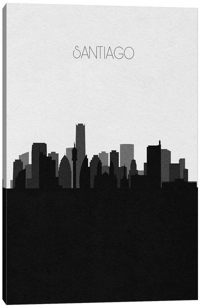 Santiago, Chile City Skyline Canvas Art Print - Black & White Skylines