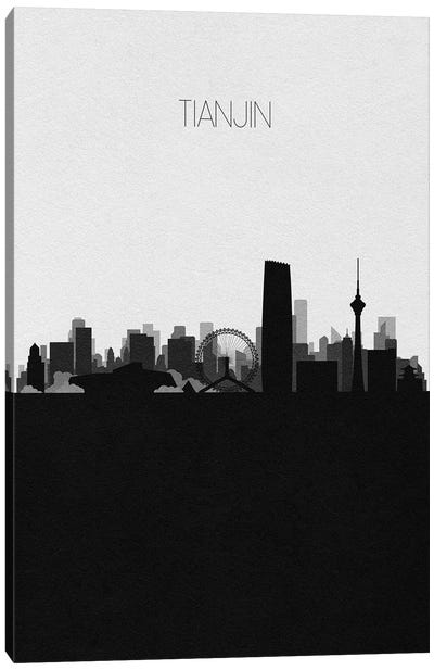 Tianjin, China City Skyline Canvas Art Print - Black & White Skylines