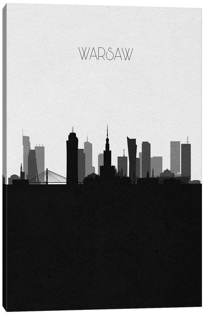 Warsaw, Poland City Skyline Canvas Art Print - Black & White Skylines