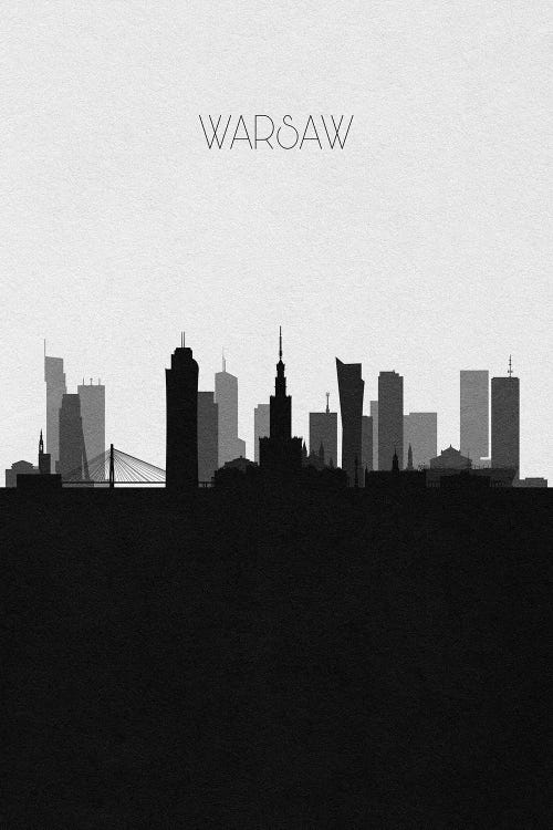Warsaw, Poland City Skyline by Ayse Deniz Akerman wall art