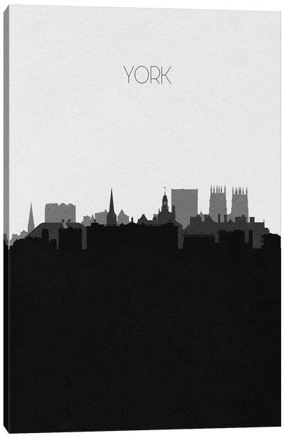 York, England City Skyline Canvas Art Print - Black & White Skylines