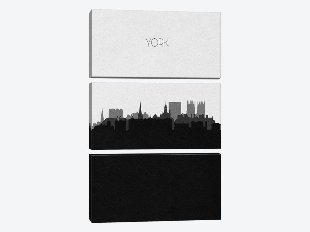 York, England City Skyline by Ayse Deniz Akerman 3-piece Canvas Print