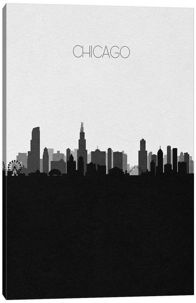 Chicago Skyline Canvas Art Print - Black & White Skylines
