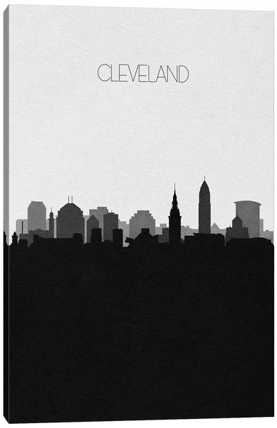 Cleveland Skyline Canvas Art Print - Black & White Skylines