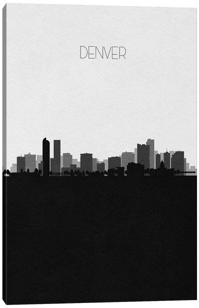 Denver Skyline Canvas Art Print - Black & White Skylines