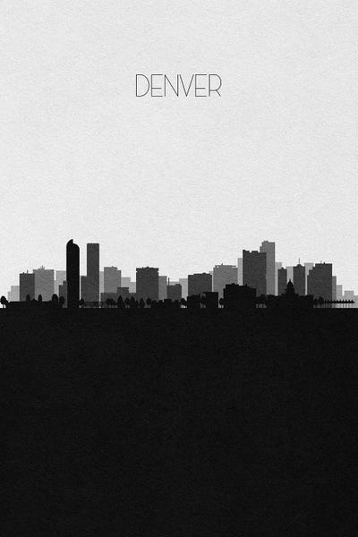 Large Black & White Art - Canvas Prints: Denver Skyline by Ayse Deniz Akerman