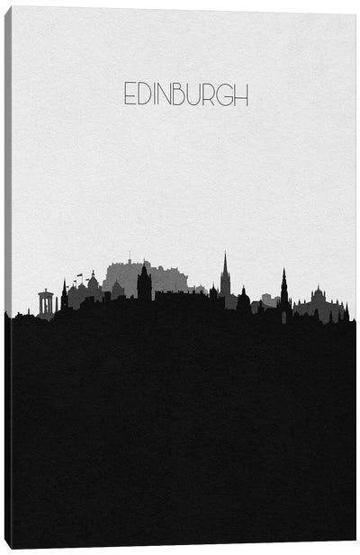 Edinburgh, Scotland City Skyline Canvas Art Print - Black & White Skylines