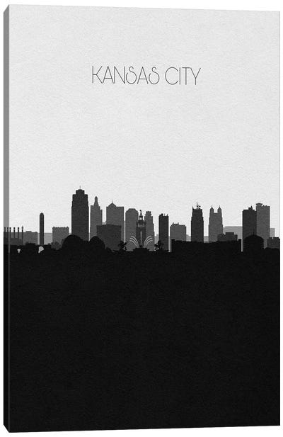 Kansas City Skyline Canvas Art Print - Black & White Skylines