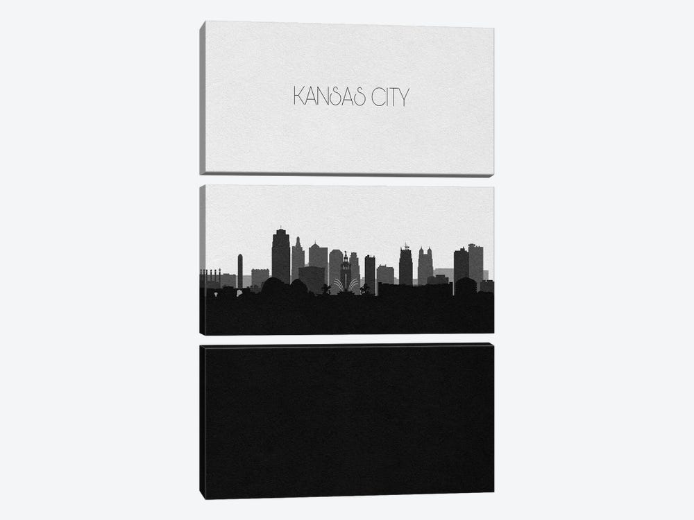 Kansas City Skyline by Ayse Deniz Akerman 3-piece Canvas Art Print