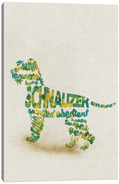 Schnauzer Canvas Art Print - Typographic Dogs