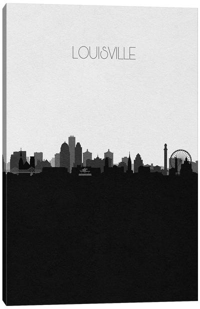 Louisville Skyline Canvas Art Print - Black & White Skylines