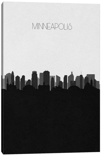 Minneapolis Skyline Canvas Art Print - Black & White Skylines