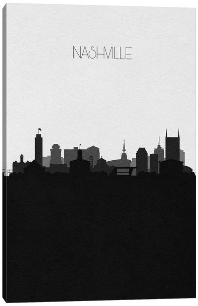 Nashville Skyline Canvas Art Print - Black & White Skylines