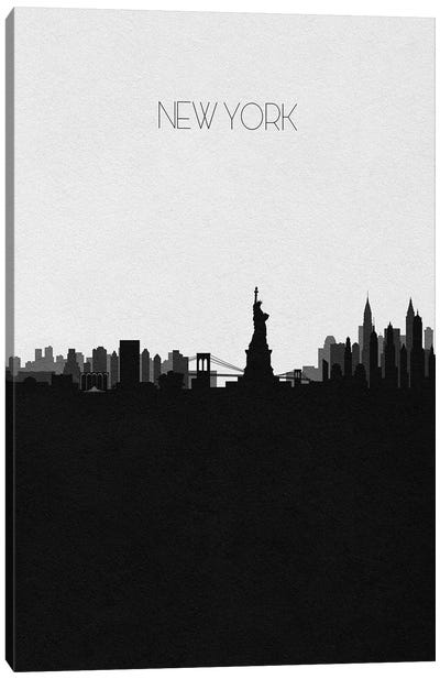 New York City Skyline Canvas Art Print - Black & White Skylines