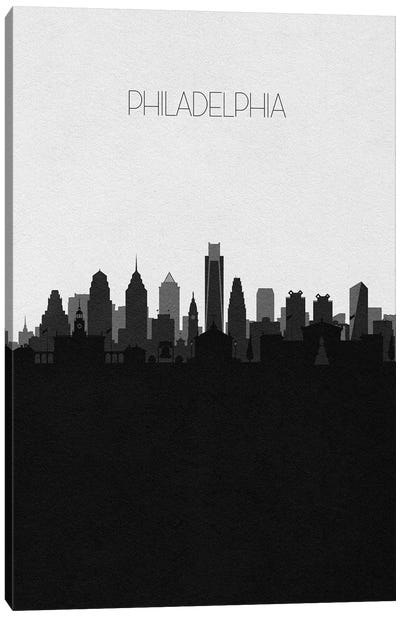 Philadelphia Skyline Canvas Art Print - Black & White Skylines