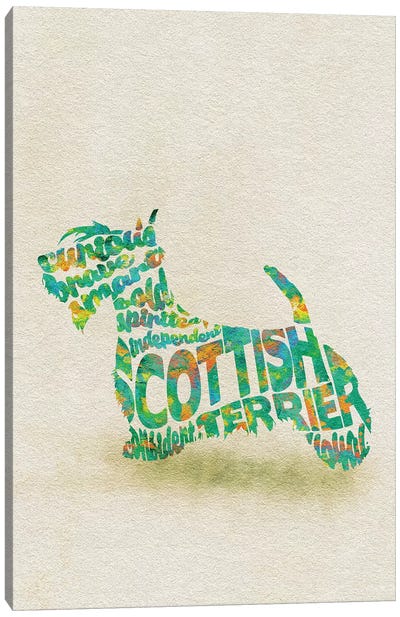 Scottish Terrier Canvas Art Print - Typographic Dogs
