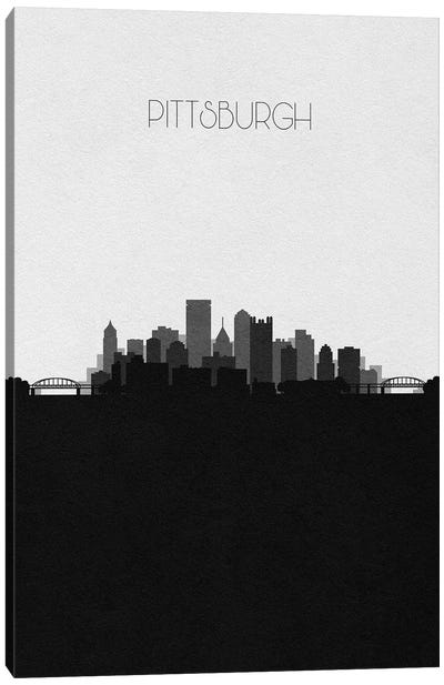 Pittsburgh Skyline Canvas Art Print - Black & White Skylines