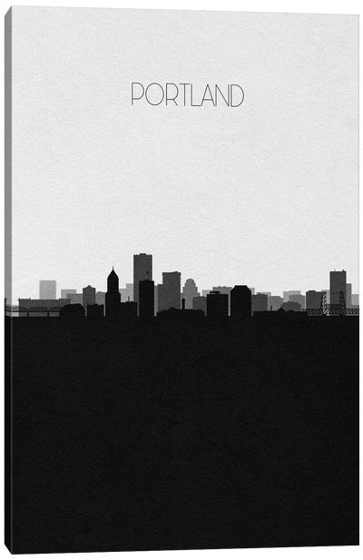Portland Skyline Canvas Art Print - Black & White Skylines