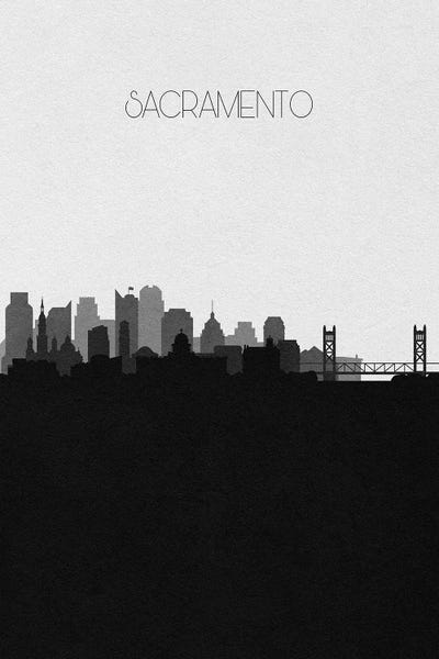 Large Black & White Art - Canvas Prints: Sacramento Skyline by Ayse Deniz Akerman