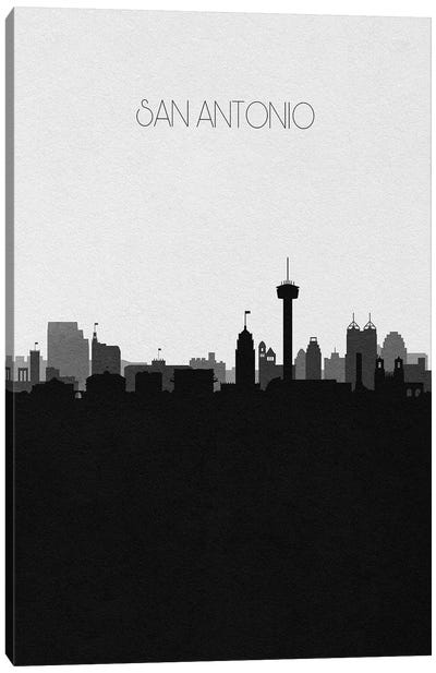 San Antonio Skyline Canvas Art Print - Black & White Skylines