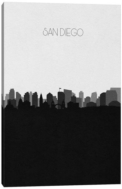 San Diego Skyline Canvas Art Print - Black & White Skylines