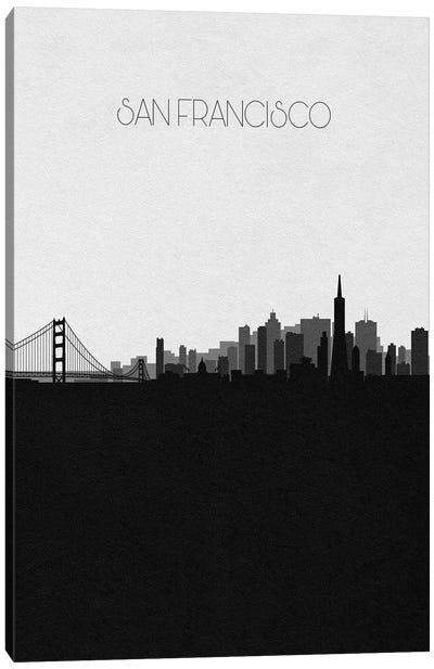 San Francisco Skyline Canvas Art Print - Black & White Scenic