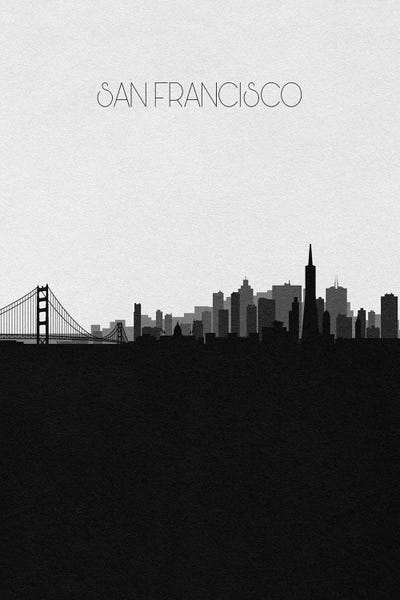 Black & White Digital Art: San Francisco Skyline by Ayse Deniz Akerman
