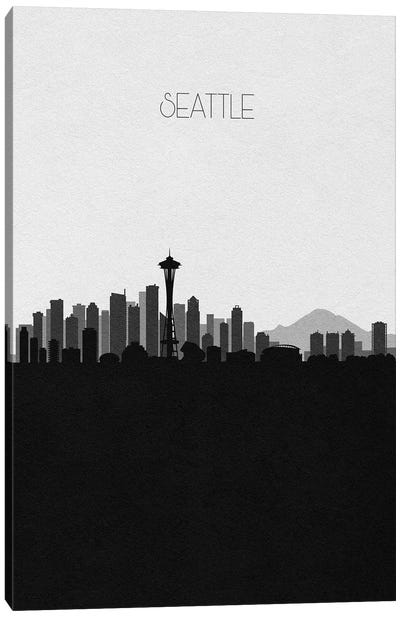 Seattle Skyline Canvas Art Print - Black & White Skylines