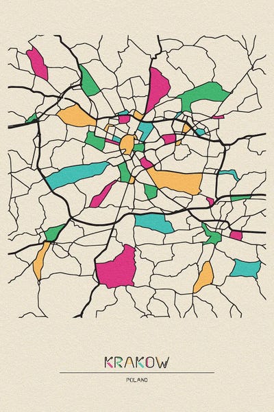 Ayse Deniz Akerman: Krakow, Poland Map by Ayse Deniz Akerman
