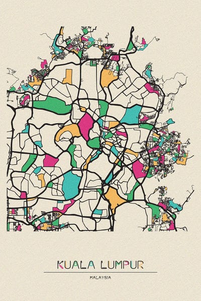 Malaysia: Kuala Lumpur, Malaysia Map by Ayse Deniz Akerman