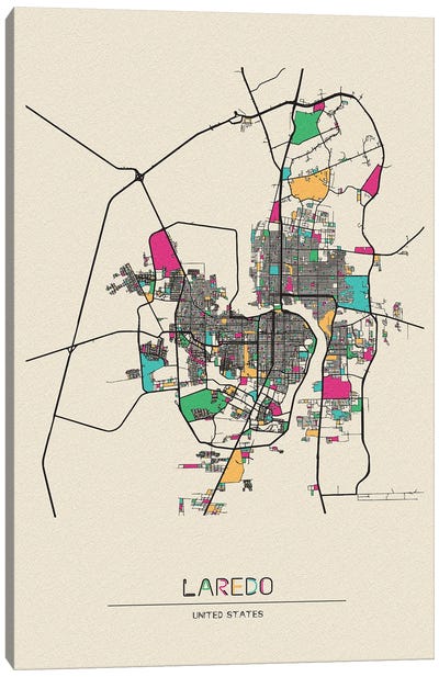 Laredo, Texas Map Canvas Art Print - City Maps