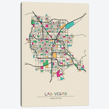 Las Vegas, Nevada Map Canvas Print #ADA528} by Ayse Deniz Akerman Canvas Wall Art