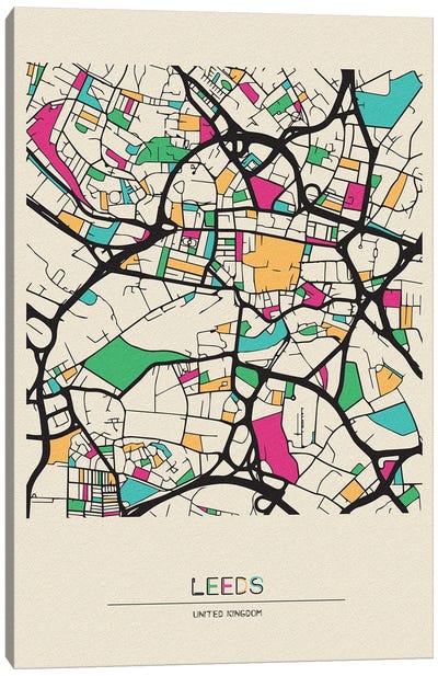 Leeds, England Map Canvas Art Print - City Maps