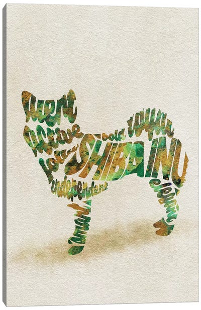 Shiba Inu Canvas Art Print - Typographic Dogs