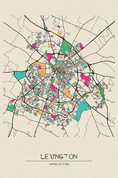 Ayse Deniz Akerman: Lexington, Kentucky Map by Ayse Deniz Akerman