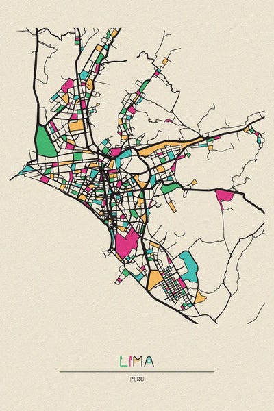Peru: Lima, Peru Map by Ayse Deniz Akerman