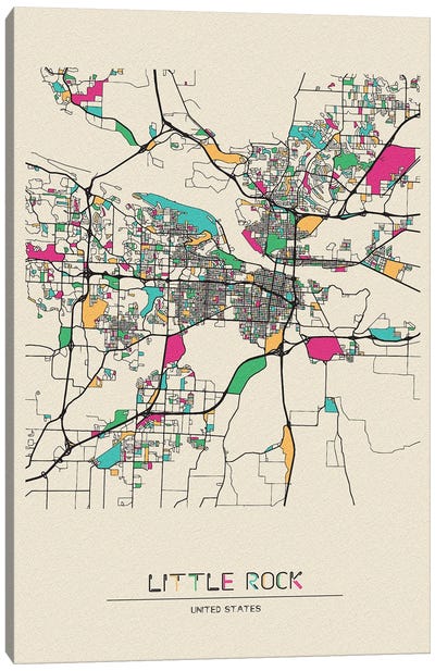 Little Rock, Arkansas Map Canvas Art Print - City Maps