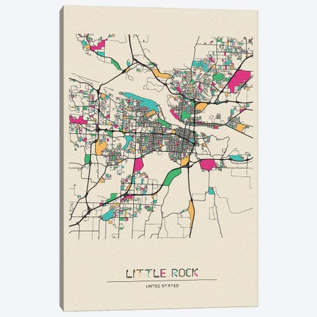 Little Rock, Arkansas Map Canvas Print #ADA534} by Ayse Deniz Akerman Canvas Art
