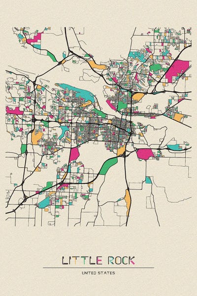 Arkansas: Little Rock, Arkansas Map by Ayse Deniz Akerman