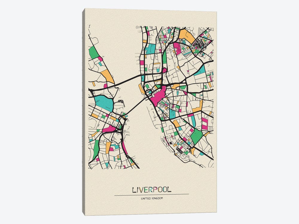 Liverpool, England Map by Ayse Deniz Akerman 1-piece Art Print