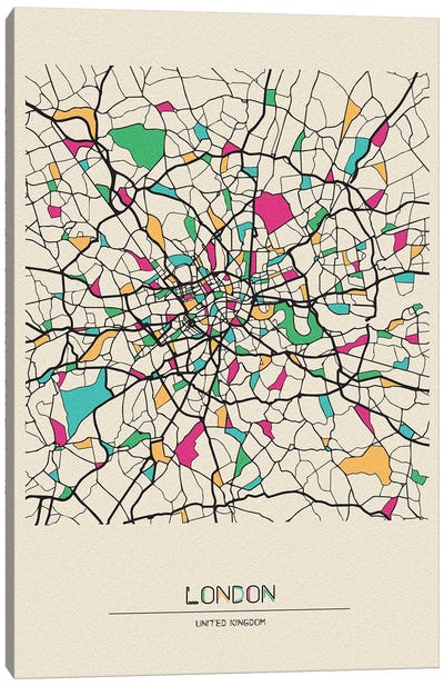 London, United Kingdom Map Canvas Art Print